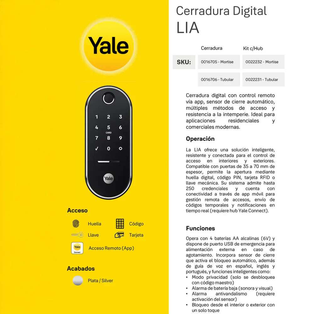 Cerradura de embutir Digital LIA + kit  apertura con celular