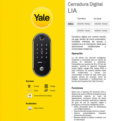 Cerradura de embutir Digital LIA + kit  apertura con celular