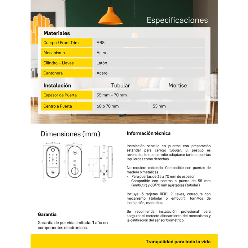 Cerradura de embutir Digital LIA