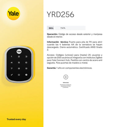 Cerrojo Digital YRD256 + kit apertura con celular
