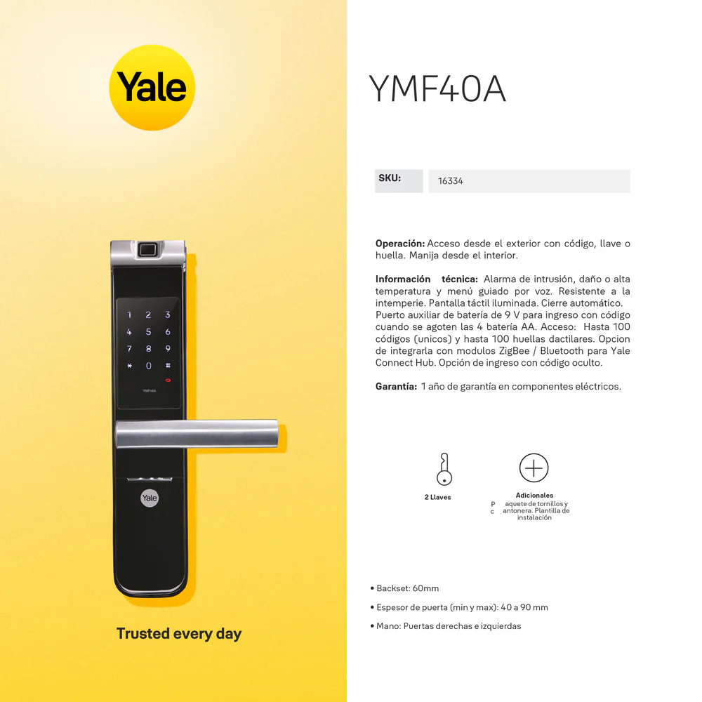 Cerradura digital YMF40A + kit apertura con celular