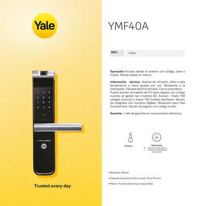 Cerradura digital YMF40A + kit apertura con celular